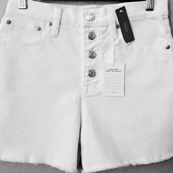 J Crew Pants - J Crew White Denim with button fly, frayed hem in size 25